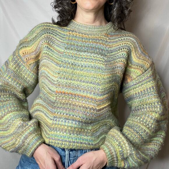 Universal Thread Sweaters - SOLD Universal Thread colorful space dye balloon puff sleeve sweater green